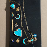 Yellow Gold and Turquoise Moon Pendant