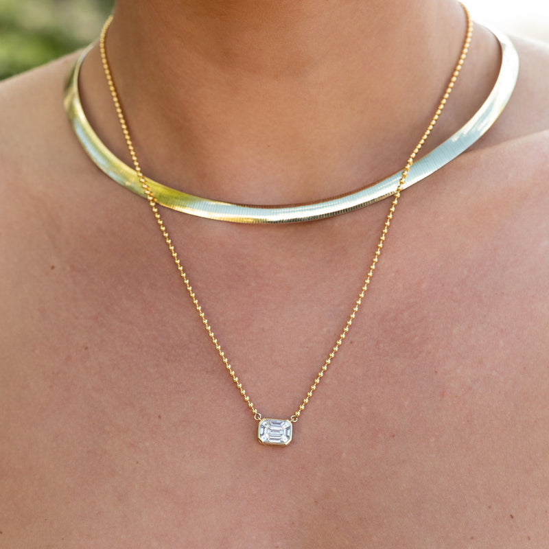 14 Karat Gold Mosaic Diamond Ball Chain Necklace