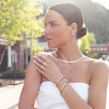 Yellow Gold and Diamond High Polished Double Row Bracelet
