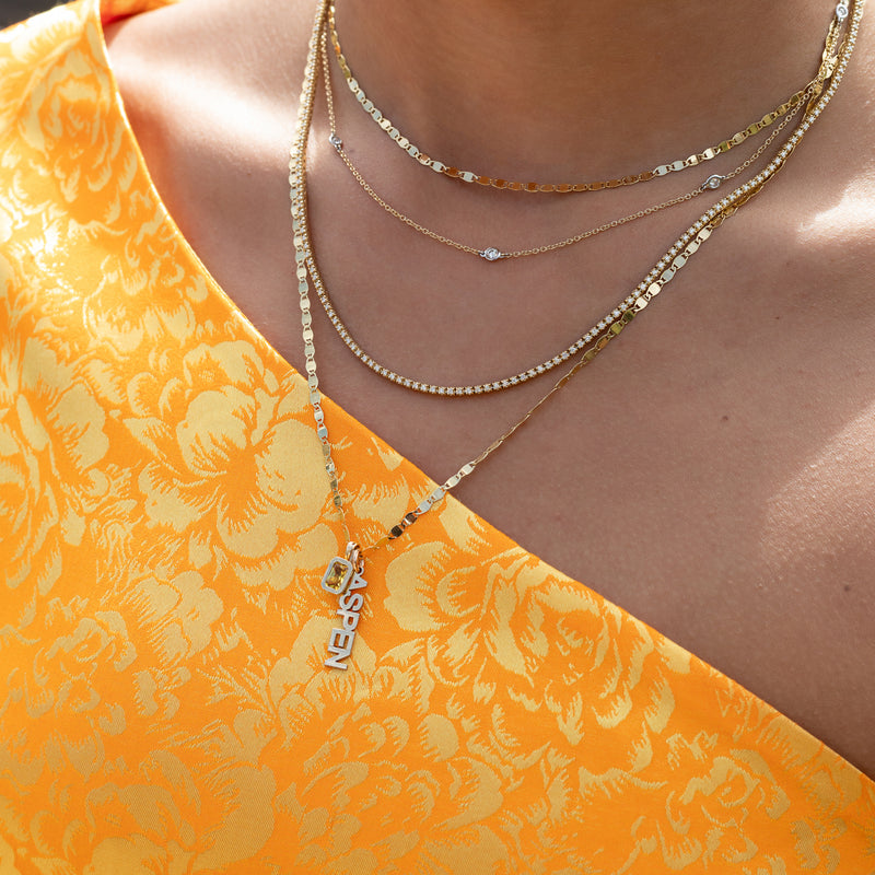 All The Way Yellow Gold 3.25cts Diamond 17.50" Tennis Necklace