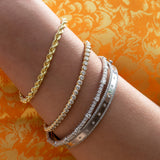 Yellow Gold and Diamond Bezel Set Stretch Tennis Bracelet 3.65cts