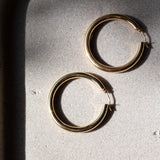 Yellow Gold Thick Tube 40mm Hoop Earrings