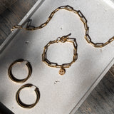Yellow Gold Filled Chain and Diamond Smiley Face Bracelet