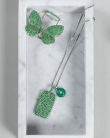 Yellow Gold Emerald and Diamond Button Charm