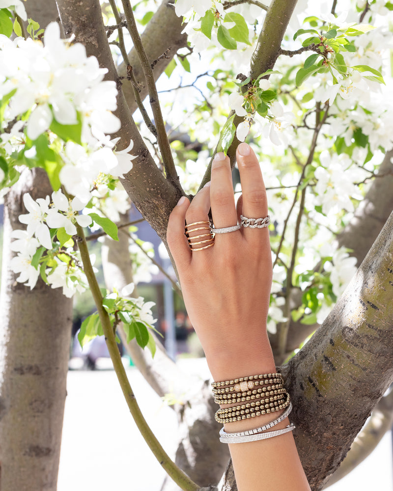 4mm Pyrite with Yellow Cubic Zirconia Seven Wrap Bracelet and Necklace