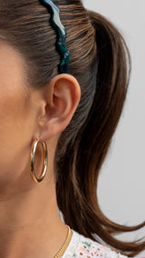 Yellow Gold Thick Tube 40mm Hoop Earrings