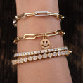 Load image into Gallery viewer, Yellow Gold Filled Chain and Diamond Smiley Face Bracelet
