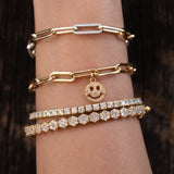 Yellow Gold Filled Chain and Diamond Smiley Face Bracelet