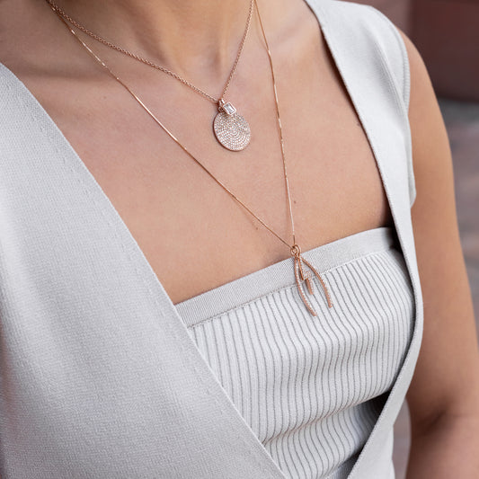 Extra Large Rose Gold and Diamond Disk Pendant