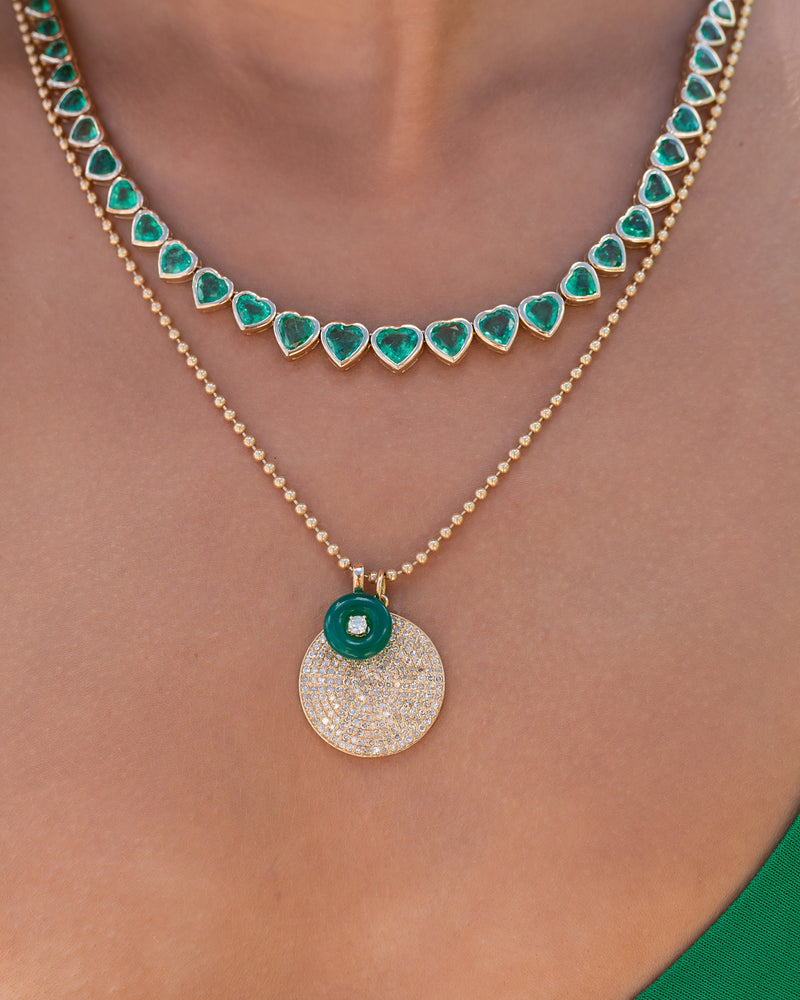 Yellow Gold Emerald and Diamond Button Charm