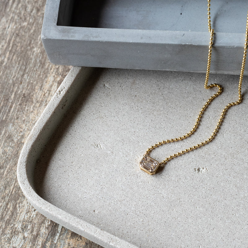14 Karat Gold Mosaic Diamond Ball Chain Necklace