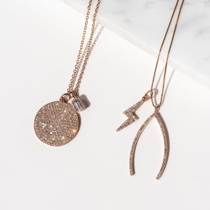 Large Rose Gold and Diamond Disk Pendant