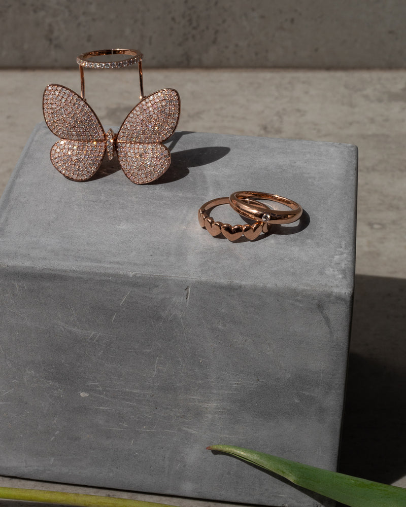 Rose Gold Fluttering Butterfly Ring