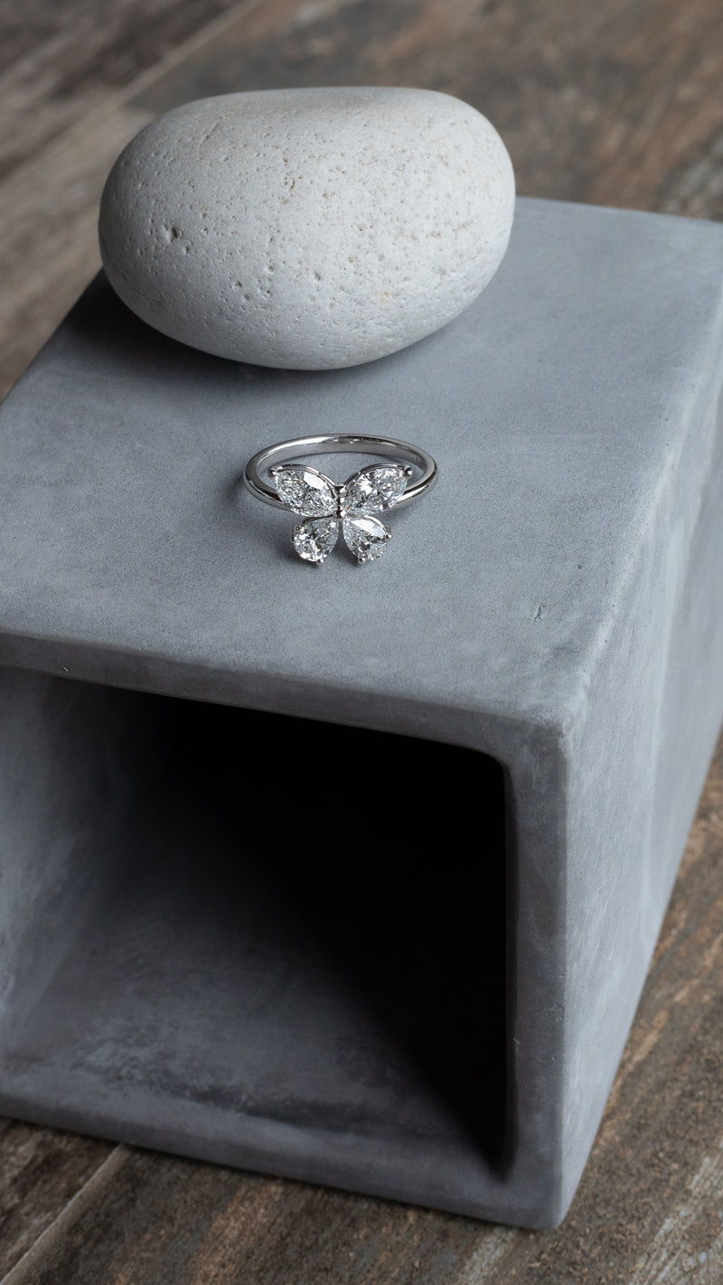 18 Karat White Gold and Diamond Butterfly Ring