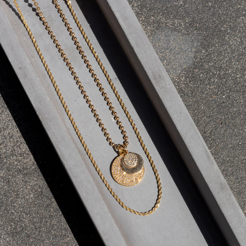Yellow Gold and Diamond High Polished Disk Charm