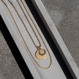 Medium Yellow Gold and Diamond Disk Pendant