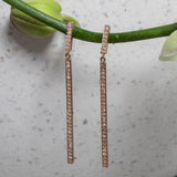 Rose Gold and Diamond Single Line Earrings