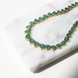 Yellow Gold Bezel Set Full Cut Emerald Heart Tennis Necklace