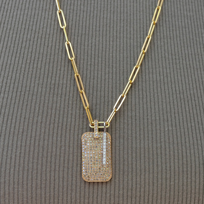 14 Karat White Gold and Diamond Single Line Pendant