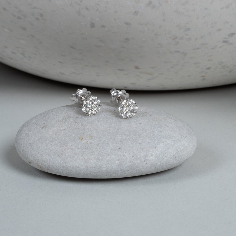 White Gold Diamond Floral 1.50cts Stud Earrings