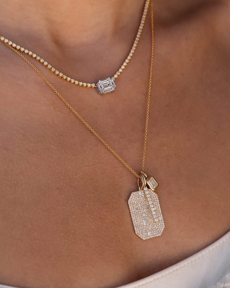 V-Shaped diamond tennis necklace in 18K gold - SKU#: 30842