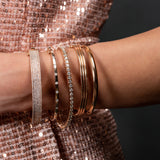 14 Karat Rose Gold Three Band Stacked Cuff Bracelet