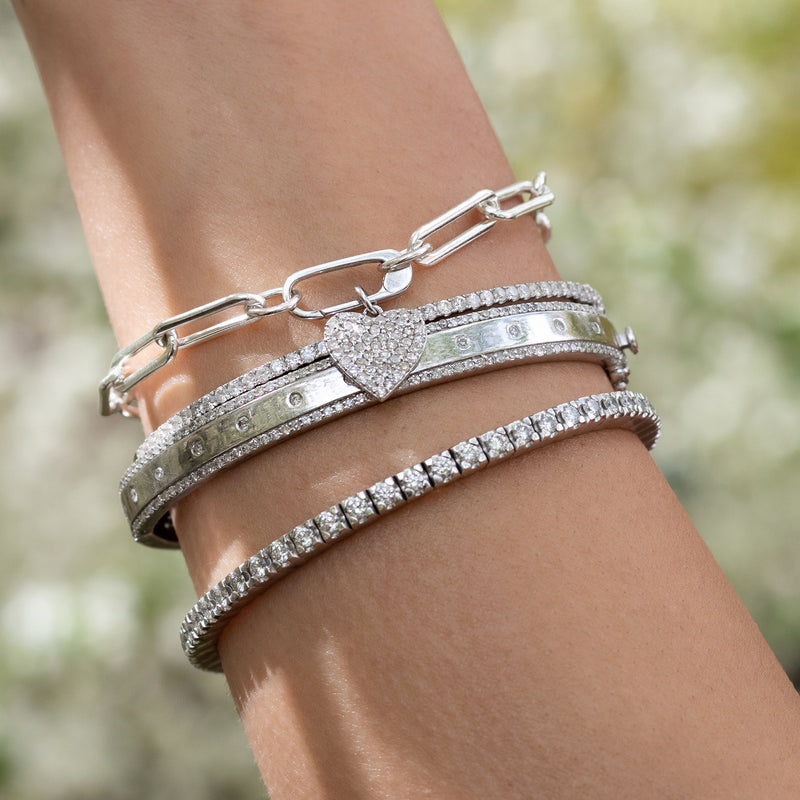 White Gold and Diamond Heart Charm