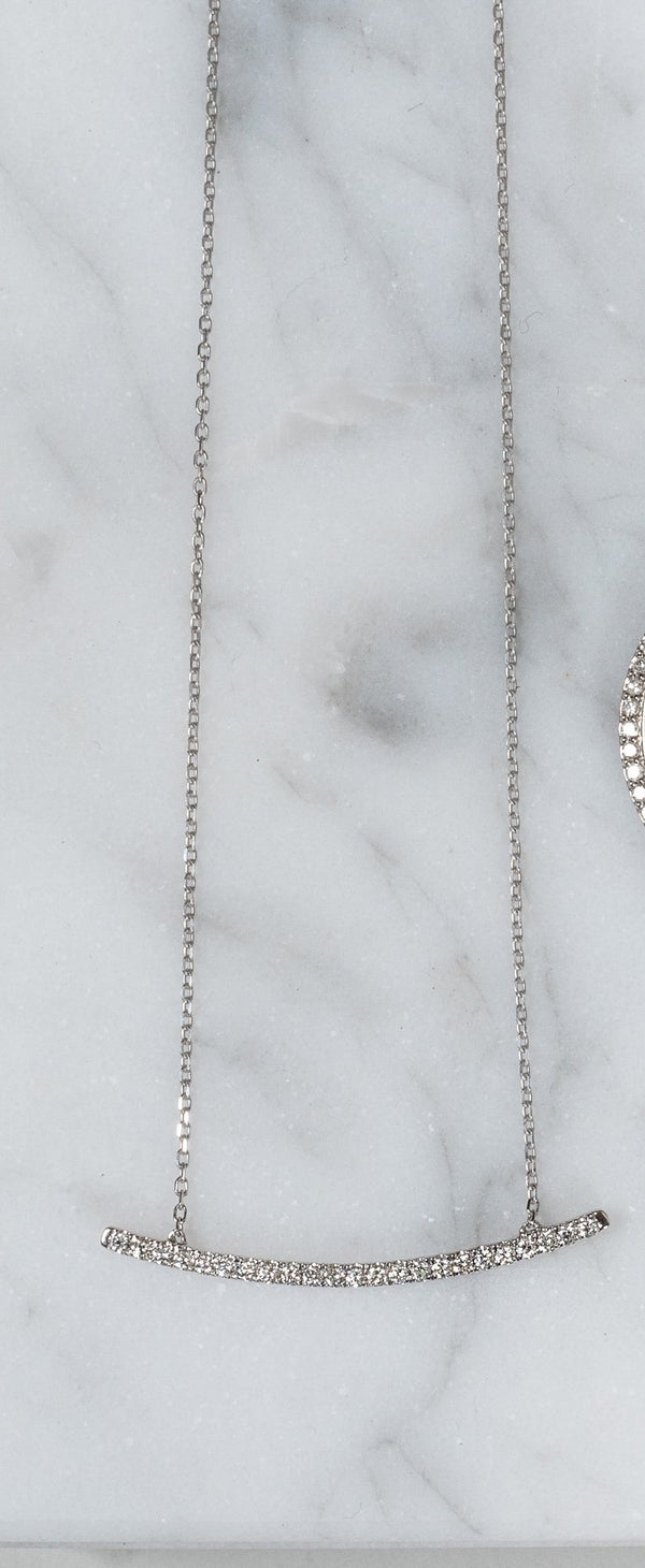 White Gold Pave Diamond Bar Pendant