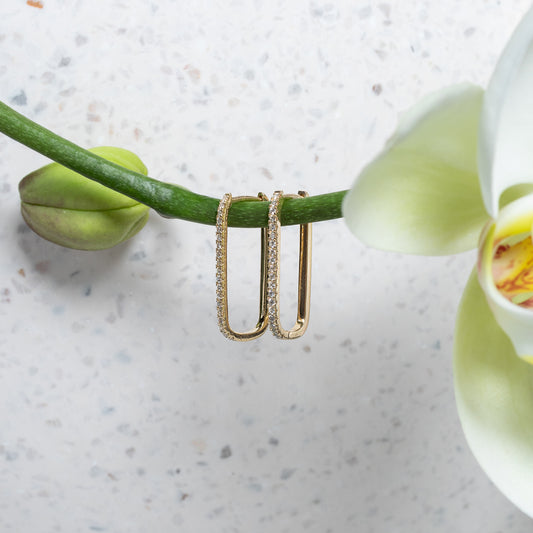 Paperclip Timeless 25mm Yellow Gold Diamond Hoops