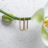 Yellow Gold and Diamond Everyday Timeless Rectangle Hoops