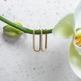 Yellow Gold and Diamond Evening Timeless Rectangle Hoops