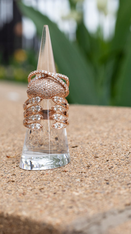 14 Karat Rose Gold and Diamond Criss Cross Ring