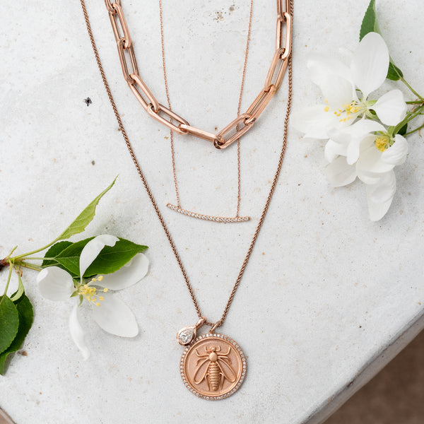 Rose Gold and Bezel Set Pear Diamond Charm