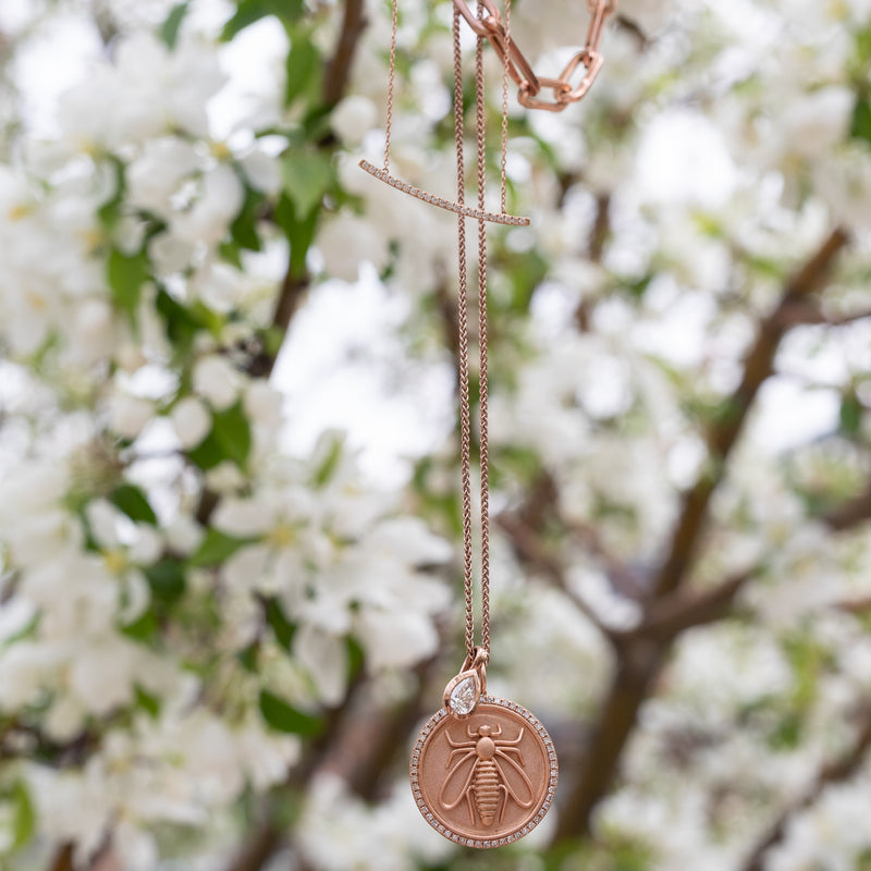 Rose Gold Pave Diamond Bar Pendant