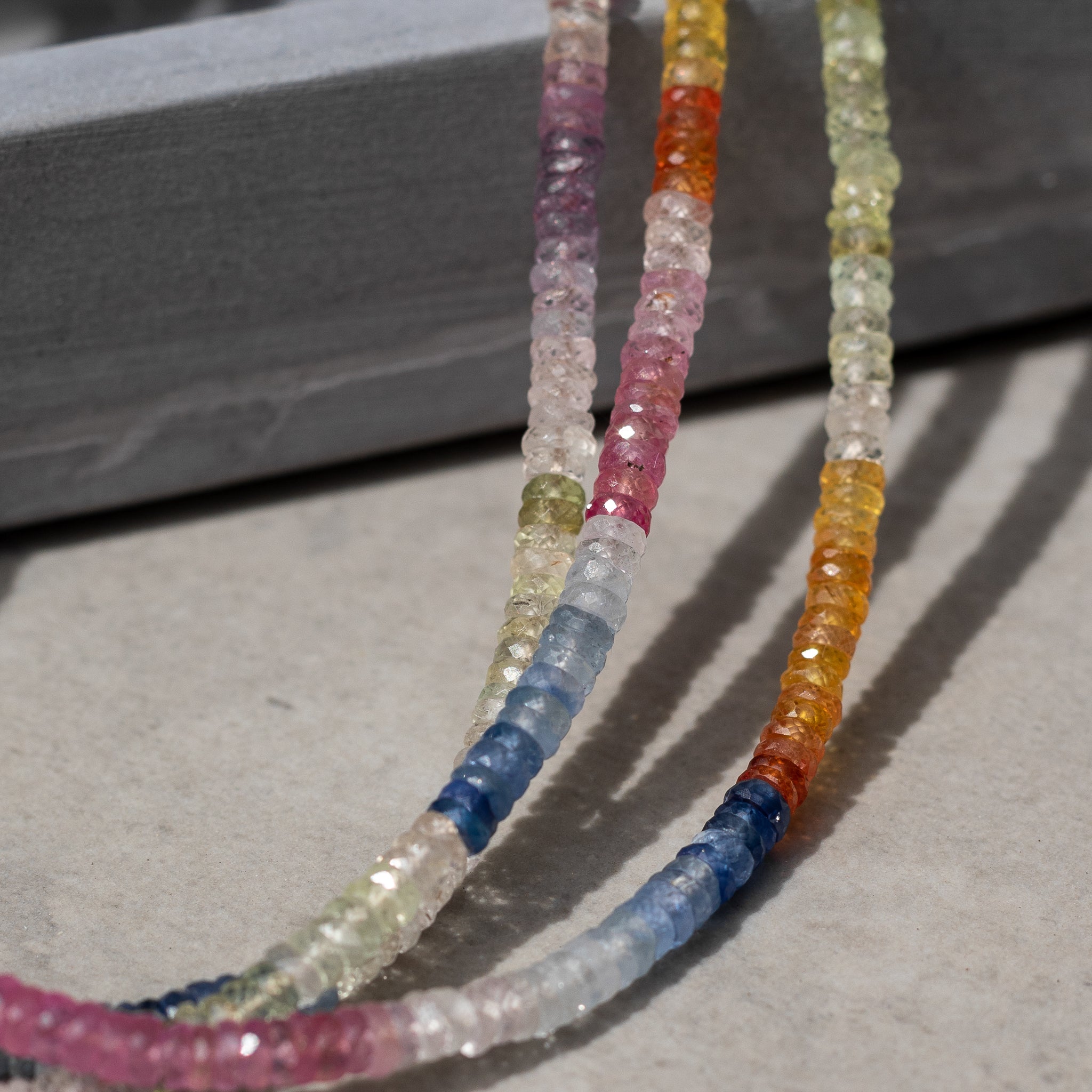 4mm Mutli-Color Natural Sapphire Beaded Necklace