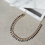 14 Karat Diamond and Blue Sapphire Baguette Necklace