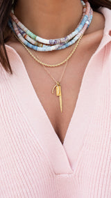 Yellow Gold Thick Diamond Dagger Charm