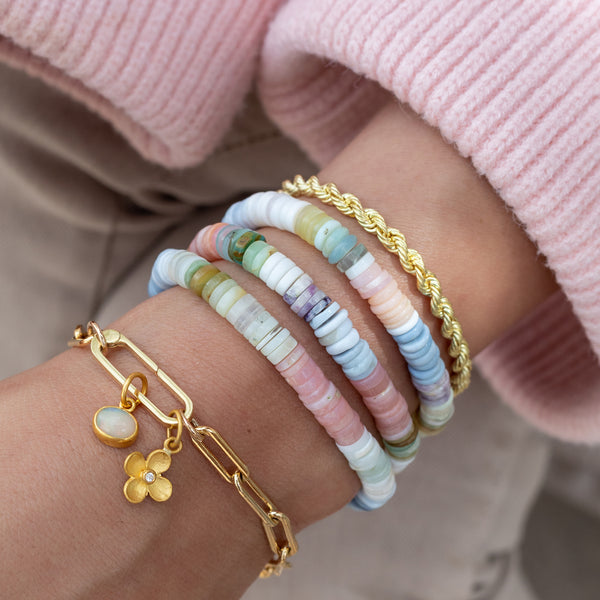 8mm Multicolored Opal Beaded Bracelet