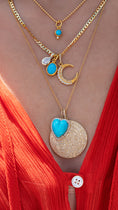 Load image into Gallery viewer, Yellow Gold Diamond and Turquoise Chubby Heart Charm
