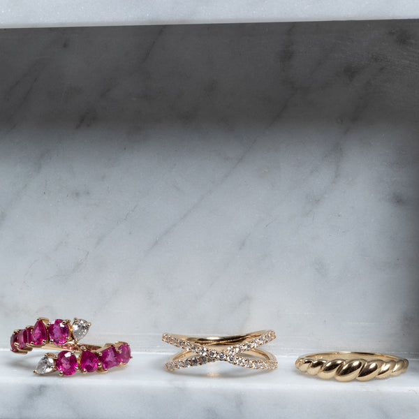 14 Karat Gold Croissant Dome 4mm Ring