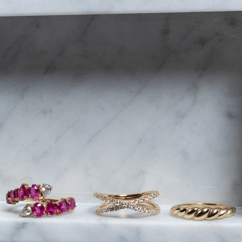 14 Karat Gold Croissant Dome 4mm Ring