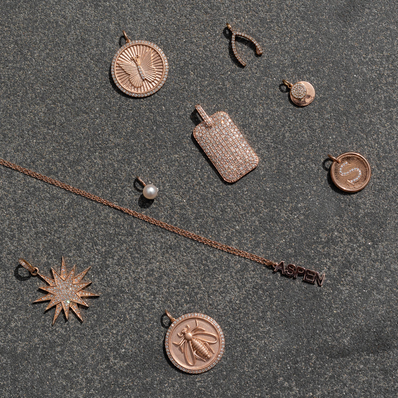 Rose Gold and Diamond Bee Coin Pendant