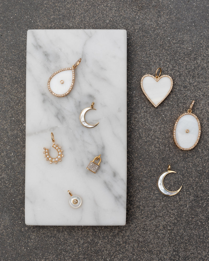 Yellow Gold and Mother of Pearl Moon Pendant