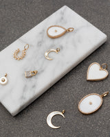 Gold Diamond and Mother of Pearl Jumbo Heart Charm