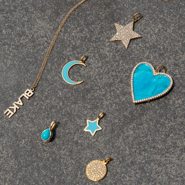Small Yellow Gold and Diamond Disk Pendant