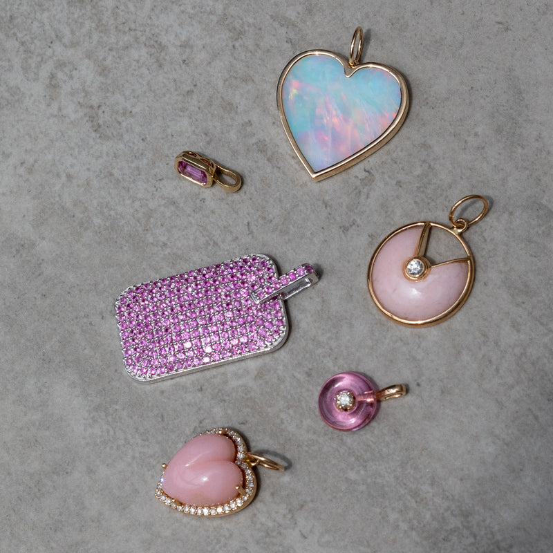 Yellow Gold Bezel Set Opal Heart Charm