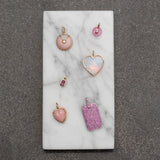Yellow Gold Bezel Set Opal Heart Charm