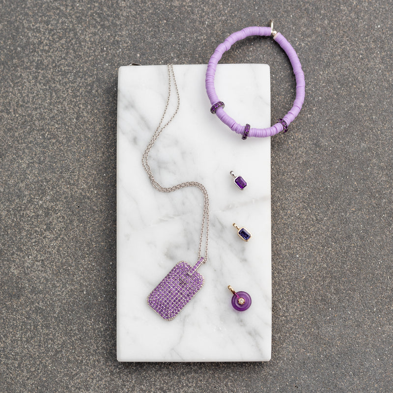 Yellow Gold Amethyst and Diamond Button Charm