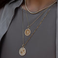 Load image into Gallery viewer, 14 Karat Gold and Diamond Hammered Disk Pendant
