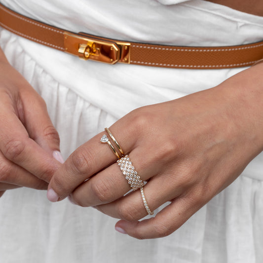 Yellow Gold Heart Diamond Half Spiral Ring .60cts